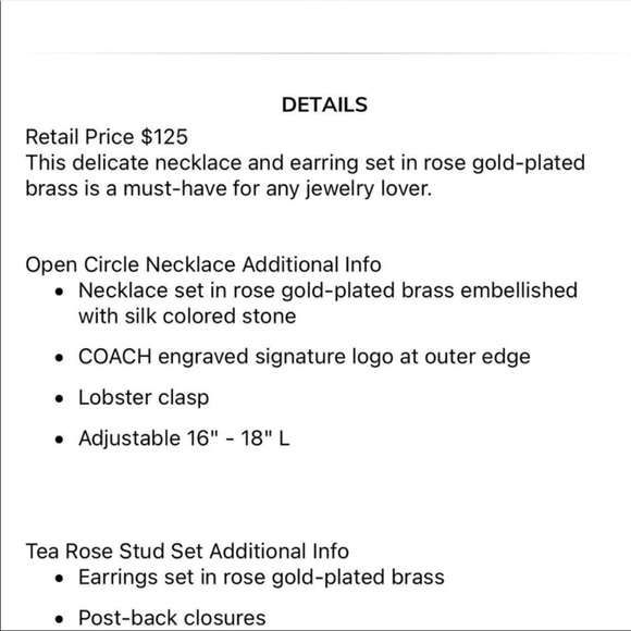 NWT! COACH! Earrings and necklace! - Picture 3 of 5